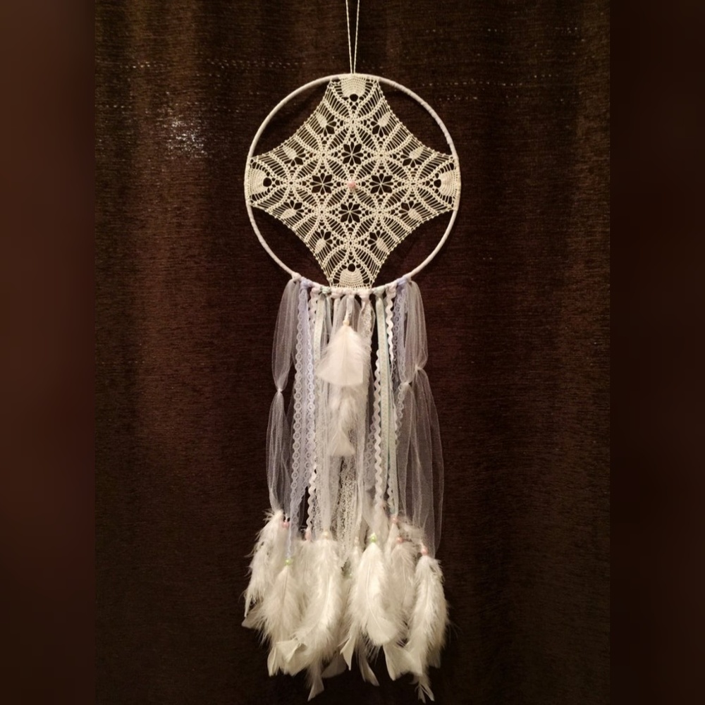 White Dream Catcher with Lace